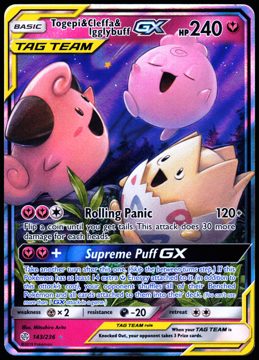 SM - Cosmic Eclipse #143/236 Togepi & Cleffa & Igglybuff GX