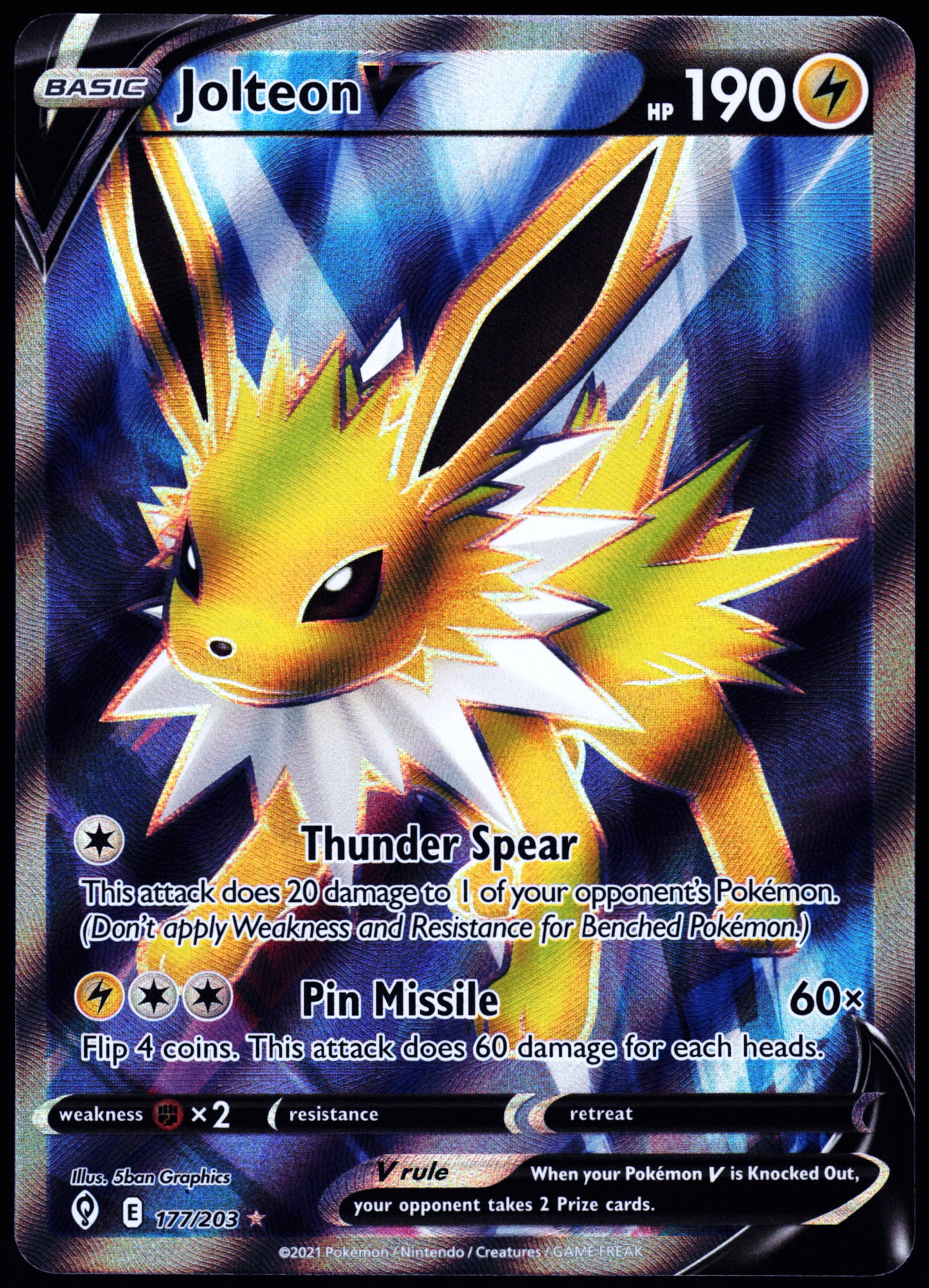 SWSH07: Evolving Skies #177/203 Jolteon V (Full Art)