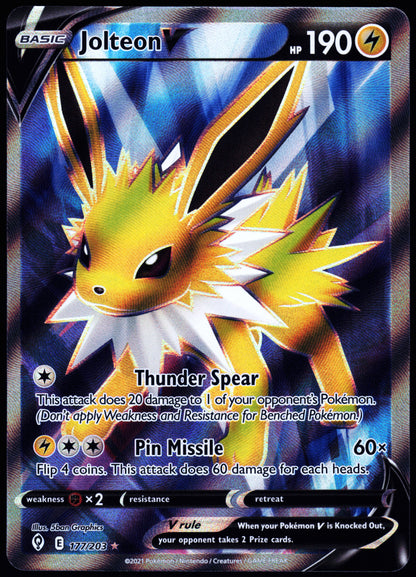 SWSH07: Evolving Skies #177/203 Jolteon V (Full Art)