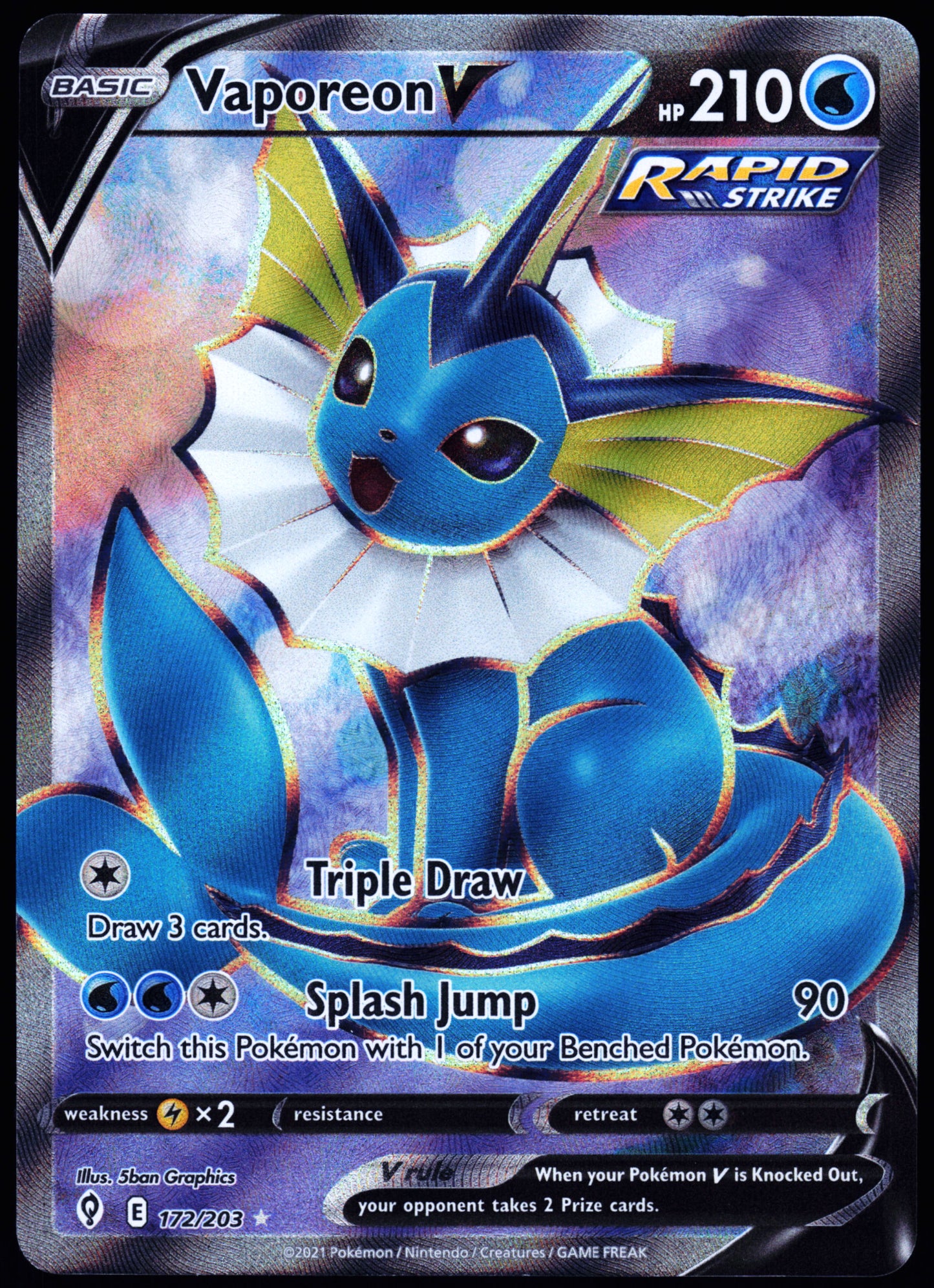 SWSH07: Evolving Skies #172/203 Vaporeon V (Full Art)