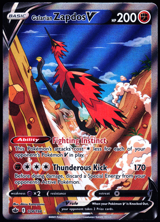 SWSH06: Chilling Reign #174/198 Galarian Zapdos V (Alternate Full Art)