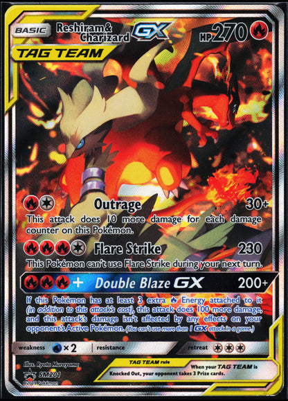 SM Promos #SM201 Reshiram & Charizard GX