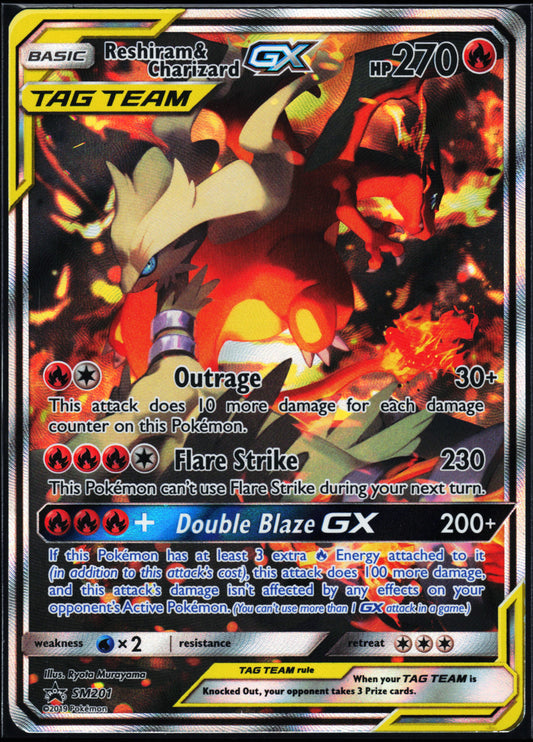 SM Promos #SM201 Reshiram & Charizard GX