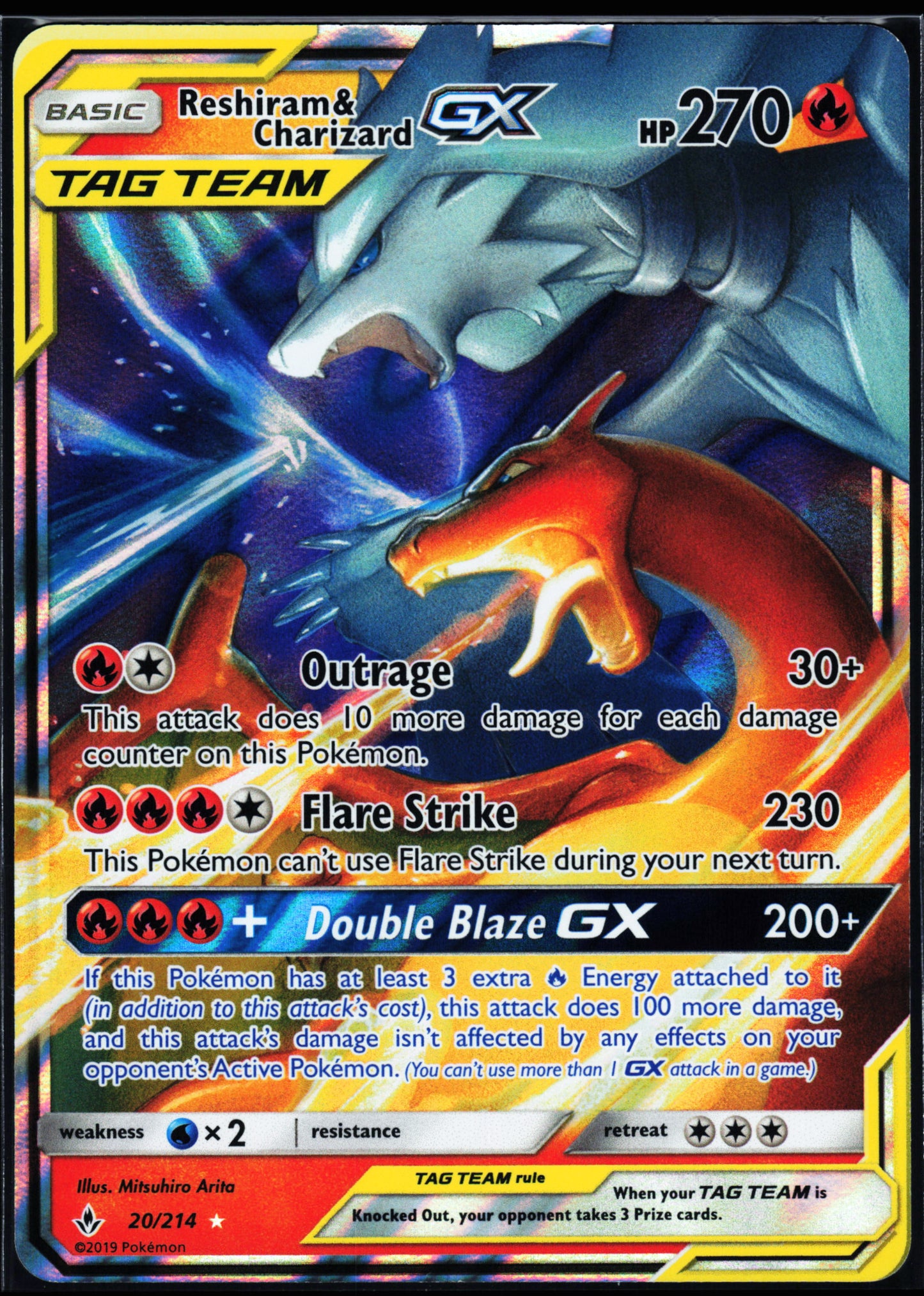 SM - Unbroken Bonds #20/214 Reshiram & Charizard GX