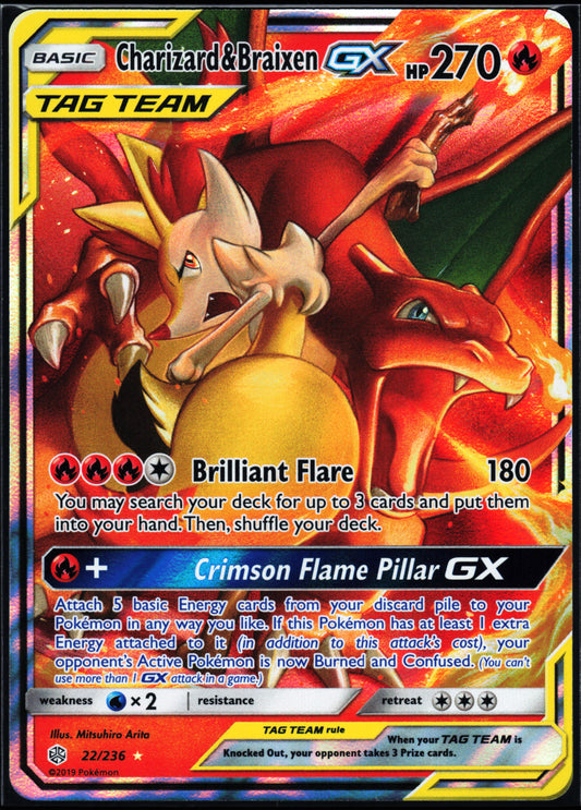 SM - Cosmic Eclipse #22/236 Charizard & Braixen GX