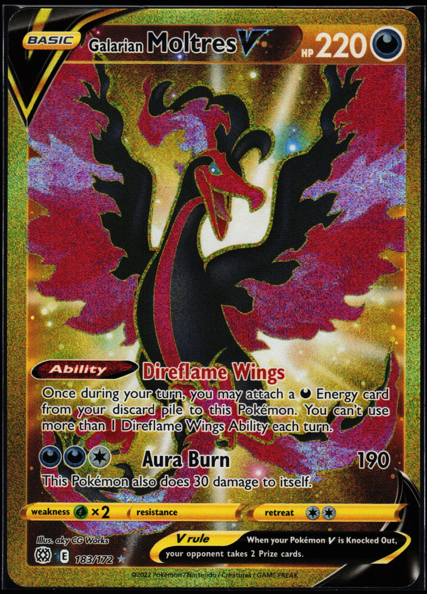 SWSH09: Brilliant Stars #183/172 Galarian Moltres V (Secret)