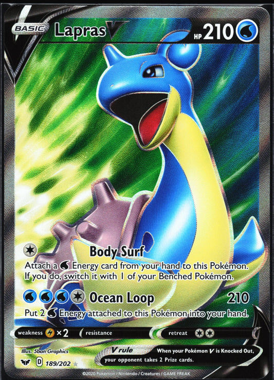 SWSH01: Sword & Shield Base Set #189/202 Lapras V (Full Art)