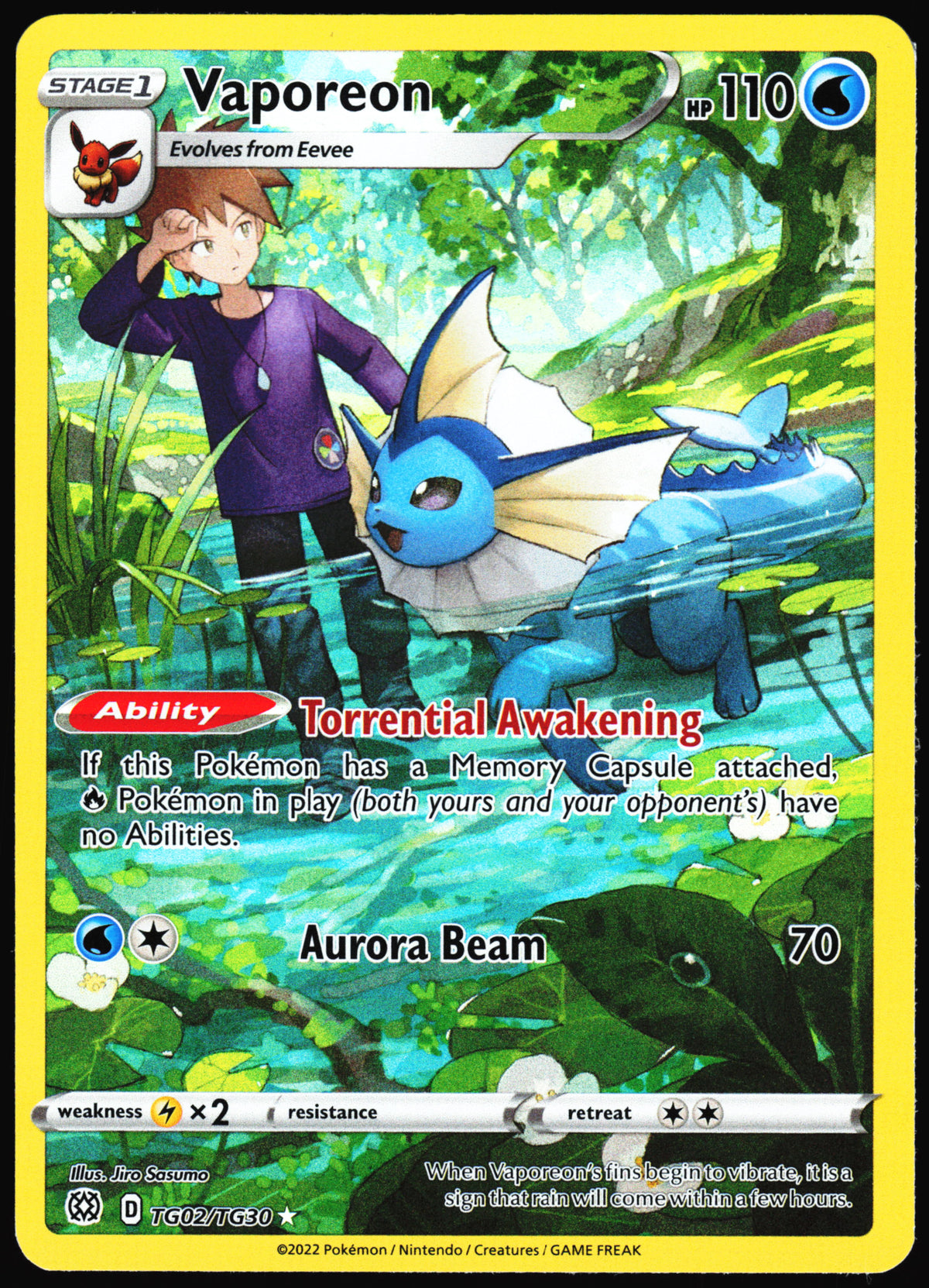 Pokemon Card- Vaporeon SWSH09: Brilliant Stars Trainer Gallery #TG02/TG30