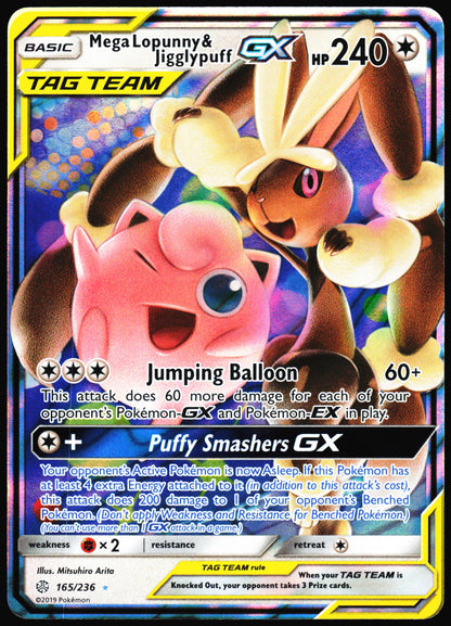Pokemon Card- Mega Lopunny & Jigglypuff GX SM - Cosmic Eclipse #165/236
