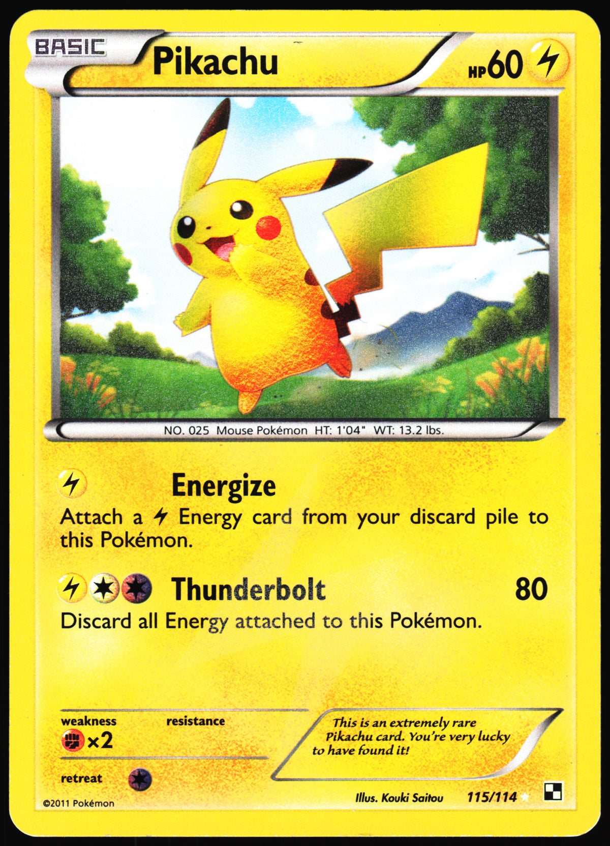 Pokemon Card- Pikachu Black and White #115/114 MP