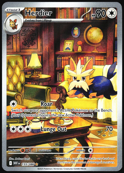 Pokemon Card- Herdier 2025 Pokémon Scarlet & Violet - White Flare #155