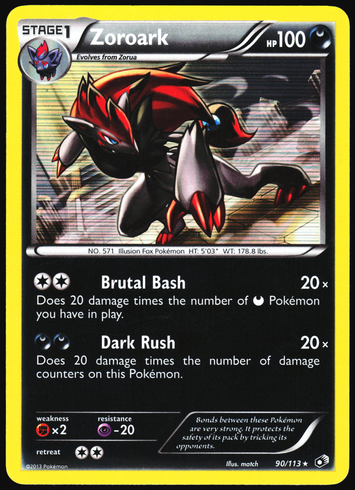 Pokemon Card- Zoroark Legendary Treasures #90/113