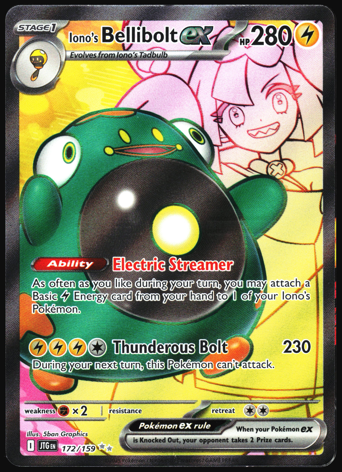 Pokemon Card- Iono's Bellibolt ex SV09: Journey Together #172/159