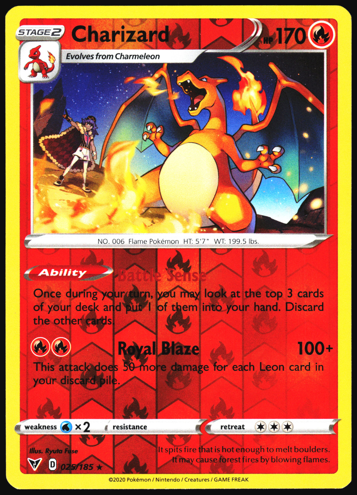 Pokemon Card- Charizard SWSH04: Vivid Voltage #025/185