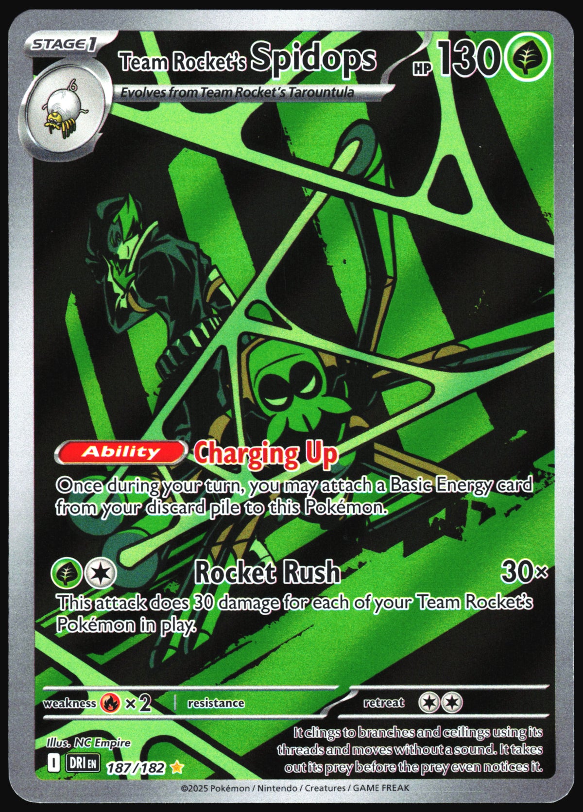 Pokemon Card- Team Rocket's Spidops SV10: Destined Rivals #187/182