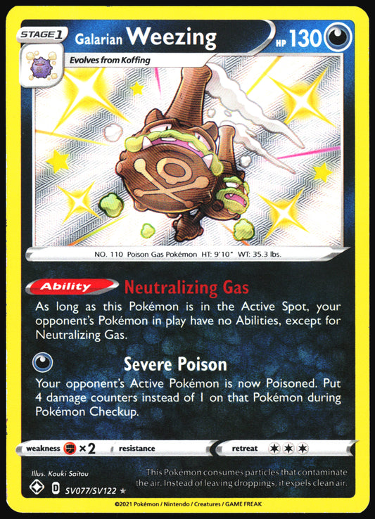 Pokemon Card- Galarian Weezing Shining Fates: Shiny Vault #SV077/SV122
