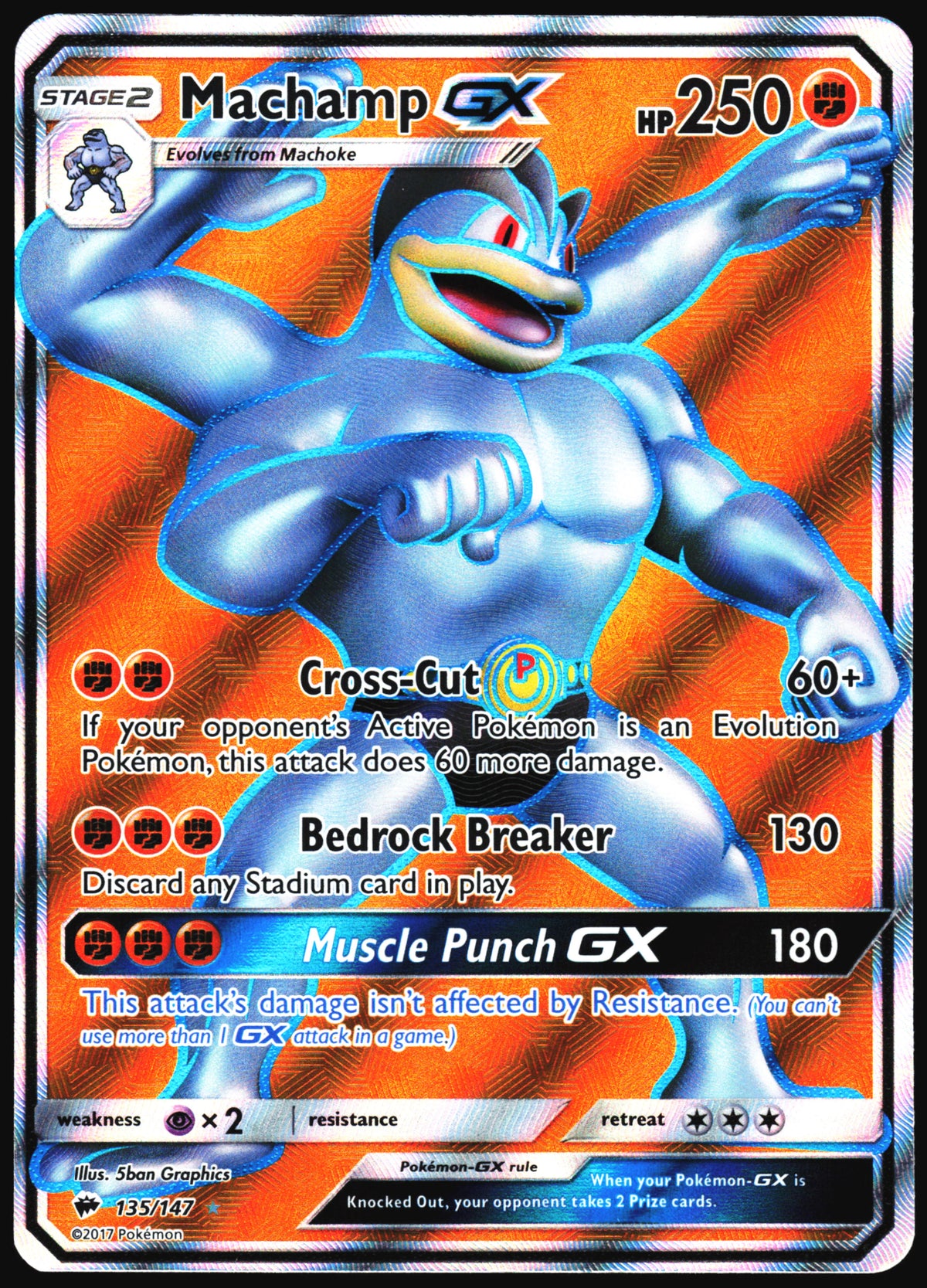 Pokemon Card- Machamp GX (Full Art) SM - Burning Shadows #135/147