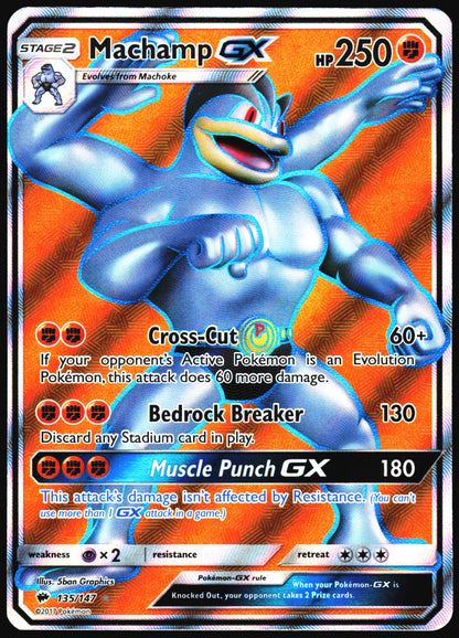 Pokemon Card- Machamp GX (Full Art) SM - Burning Shadows #135/147