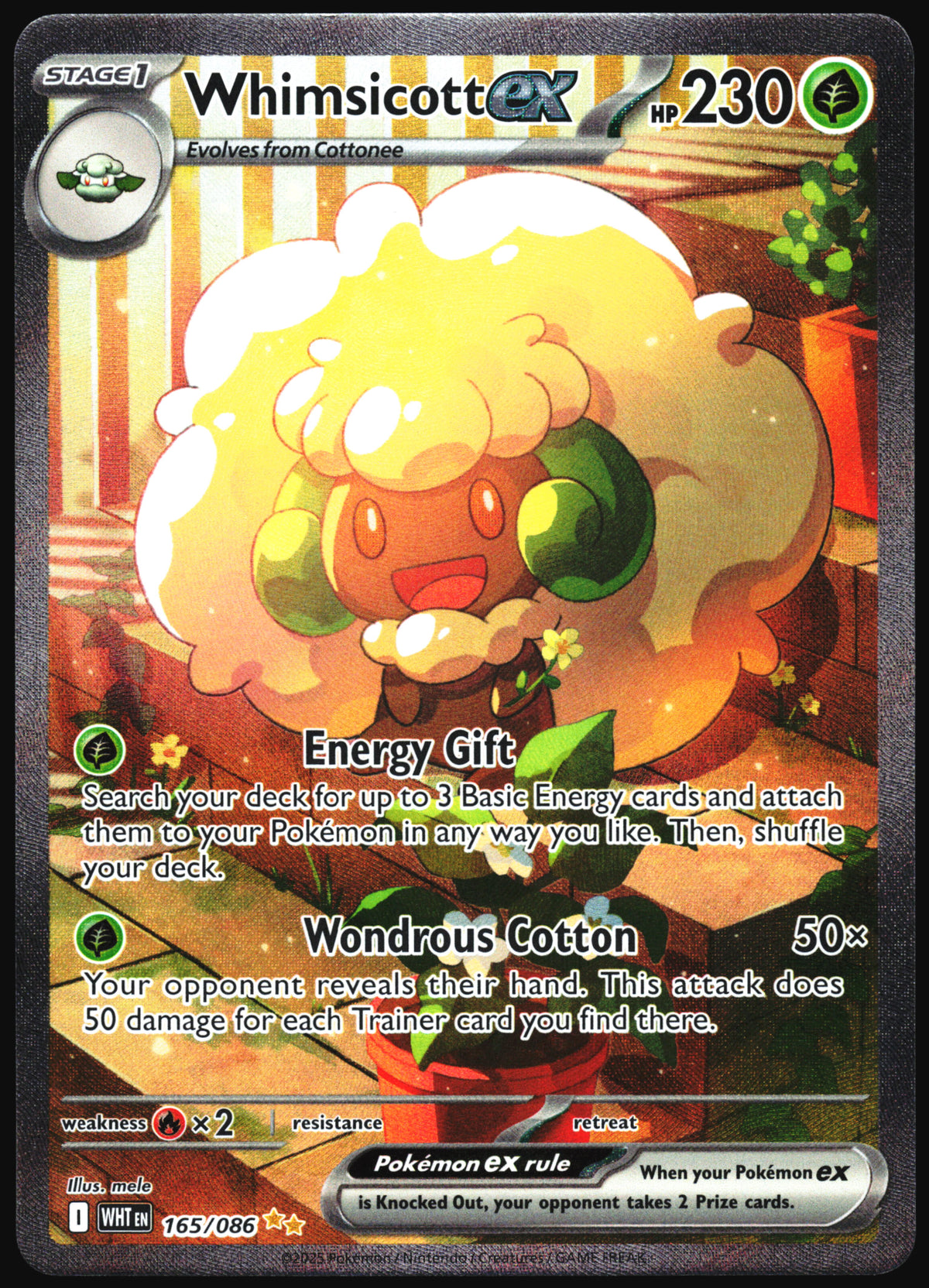 Pokemon Card- Whimsicott ex 2025 Pokémon Scarlet & Violet - White Flare #165