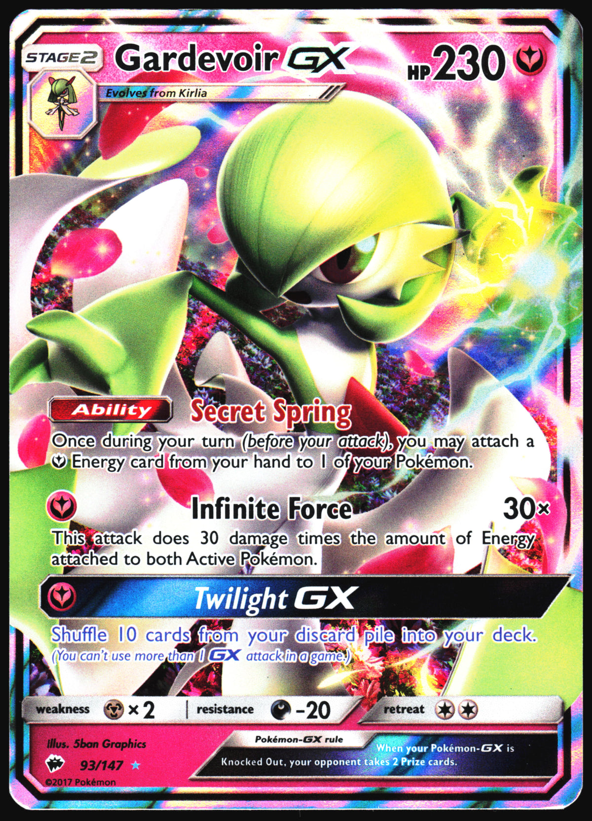 Pokemon Card- Gardevoir GX SM - Burning Shadows #93/147