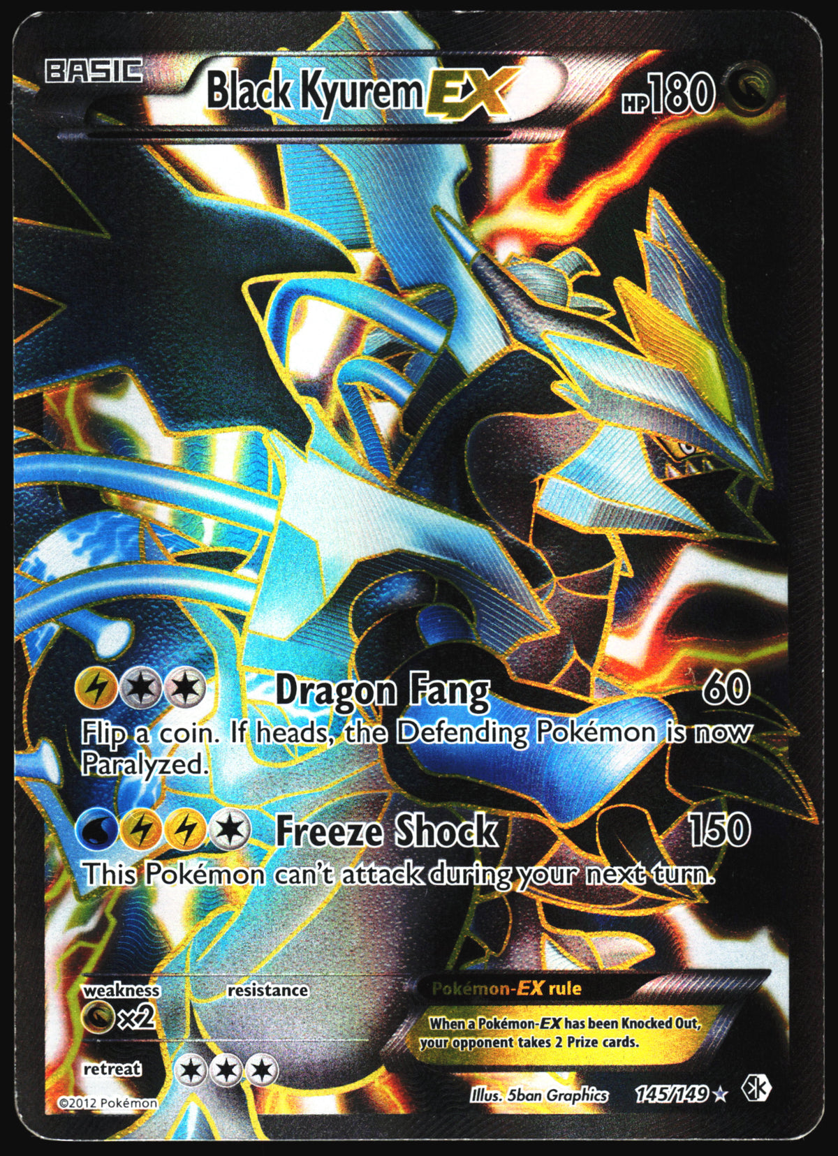 Pokemon Card- Black Kyurem EX (145 Full Art) Boundaries Crossed #145/149 MP