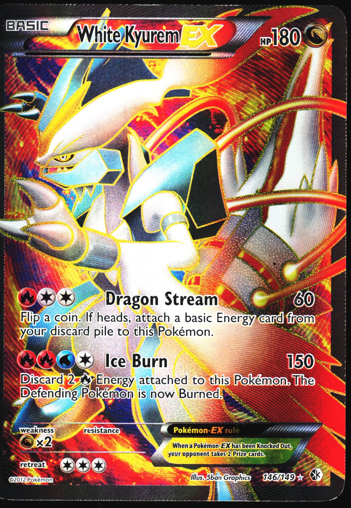 Pokemon Card- White Kyurem EX (146 Full Art) Boundaries Crossed #146/149 MP