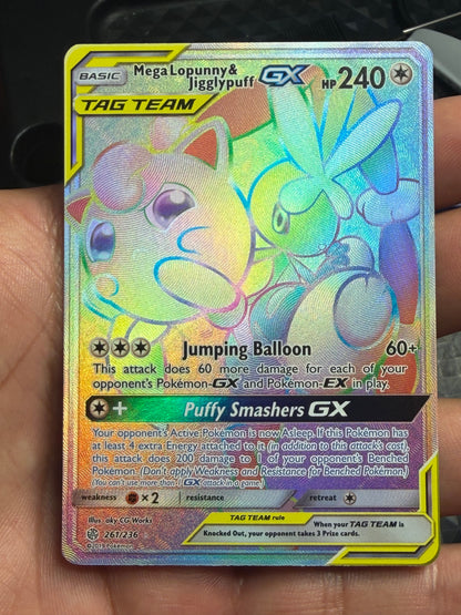 Pokemon Card- Mega Lopunny & Jigglypuff GX (Secret) SM - Cosmic Eclipse #261/236